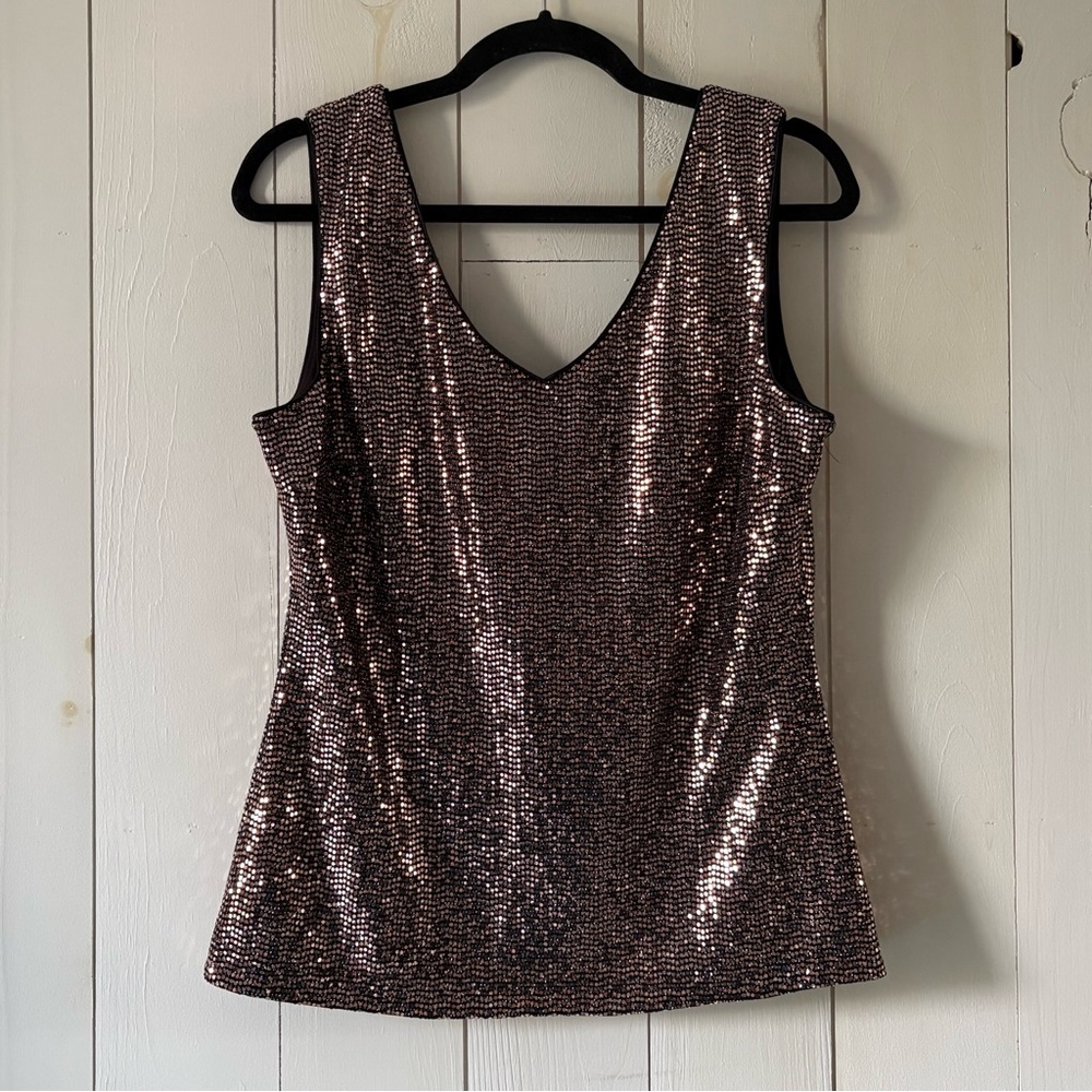 Joseph Ribkoff Rose Gold Sequins Sleeveless Top Sizs 12 Cocktail - Picture 9 of 9